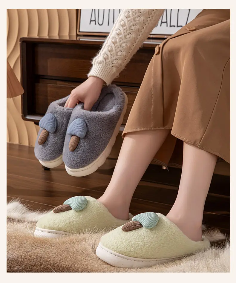 New Winter Cotton Slippers for Women Cute Warm Indoor Home Couples Wool Slippers for Men — feature 11