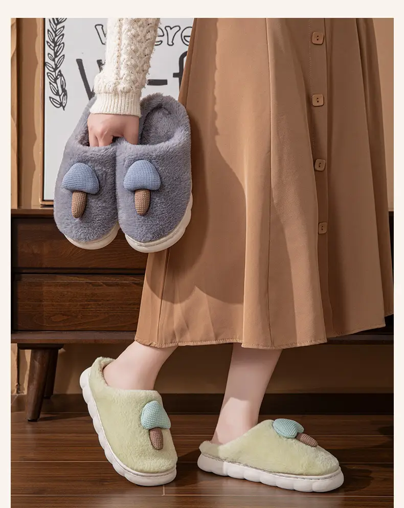 New Winter Cotton Slippers for Women Cute Warm Indoor Home Couples Wool Slippers for Men — feature 13
