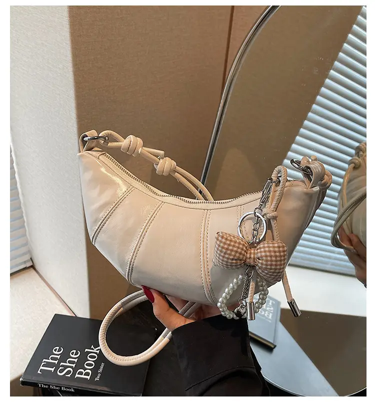 Women's Cream Shoulder Bag with Knot Detail 2025 — feature 3