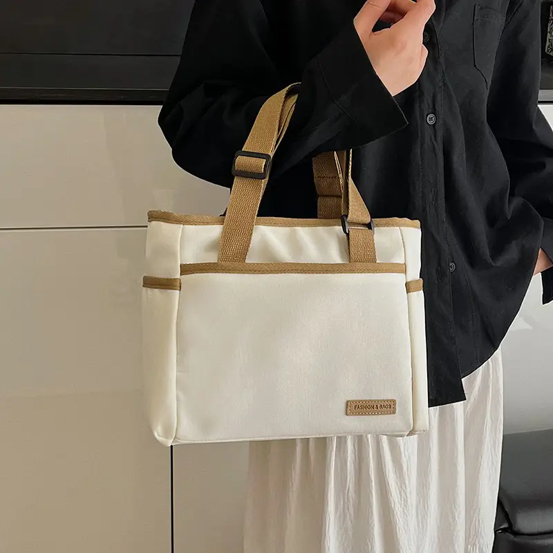 2025 Casual White Leather Tote Bag Large Capacity Korean Style - Image 6
