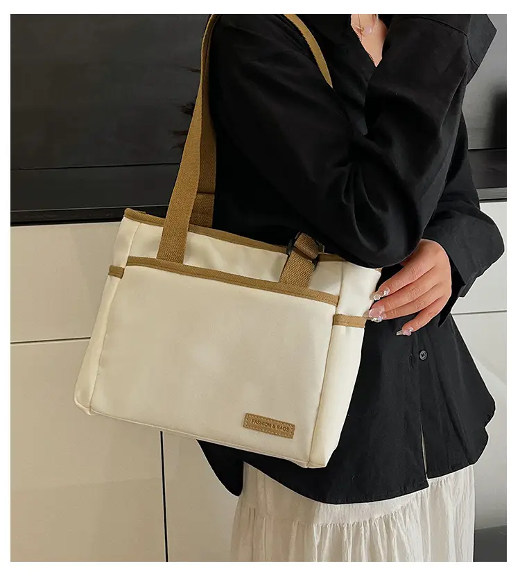 2025 Casual White Leather Tote Bag Large Capacity Korean Style — feature 2