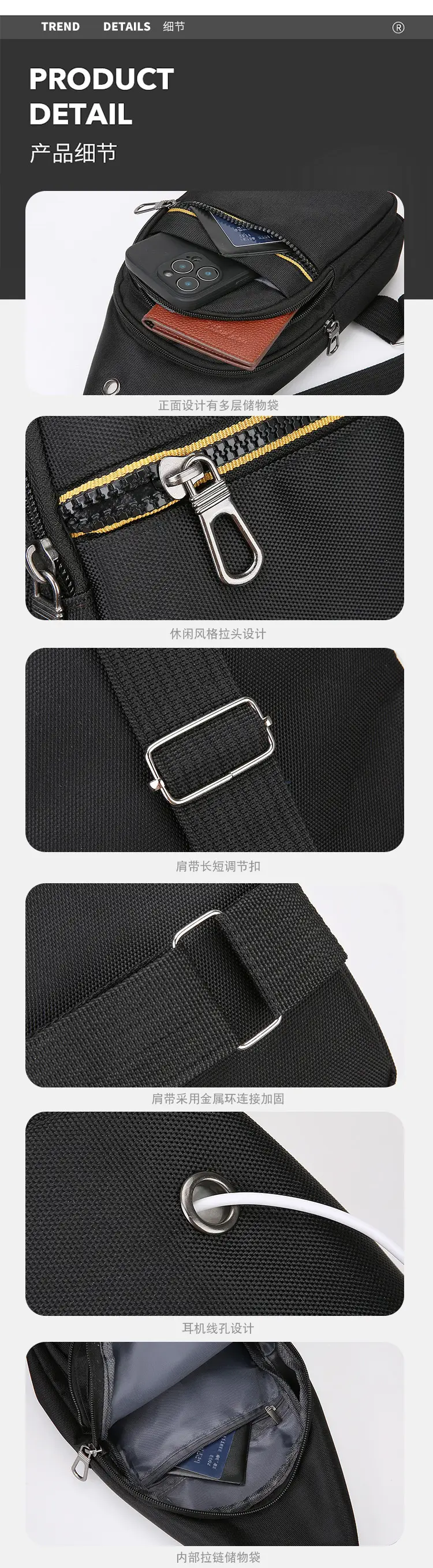 Men's Green Nylon Crossbody Bag Multi-Compartment Business Commute — feature 10