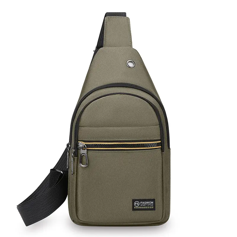 Men's Green Nylon Crossbody Bag Multi-Compartment Business Commute