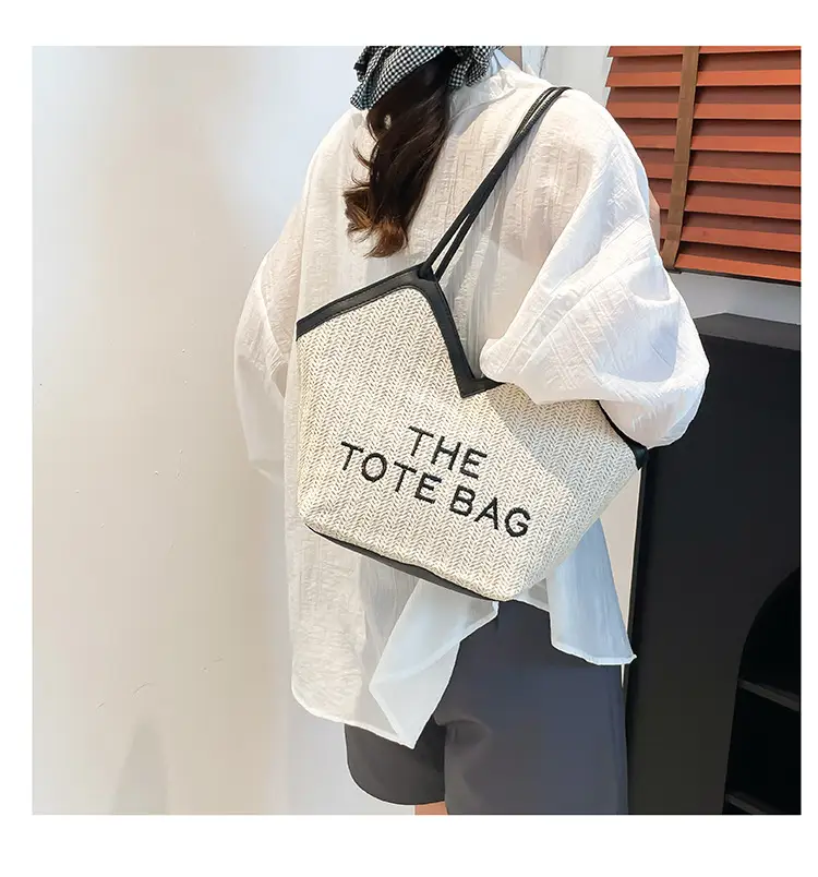 2025 New Summer Letter Straw Woven Large Capacity Women's Bag — feature 11