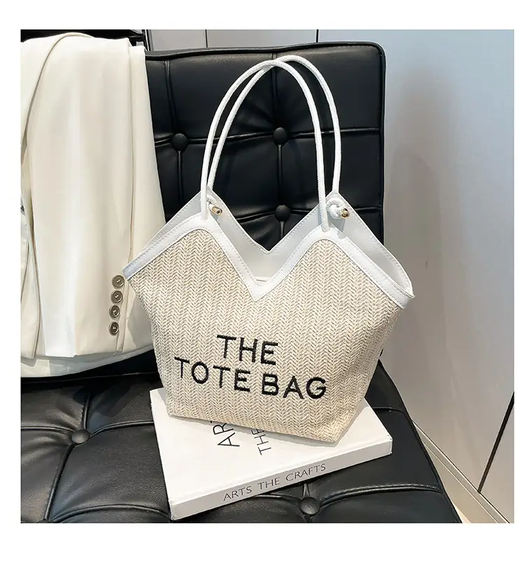2025 New Summer Letter Straw Woven Large Capacity Women's Bag - Image 2