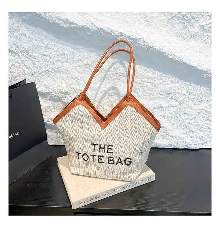 2025 New Summer Letter Straw Woven Large Capacity Women's Bag - Image 3