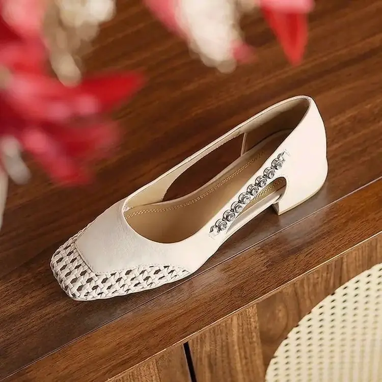 French High-End Women's Heel Shoes with Rhinestones