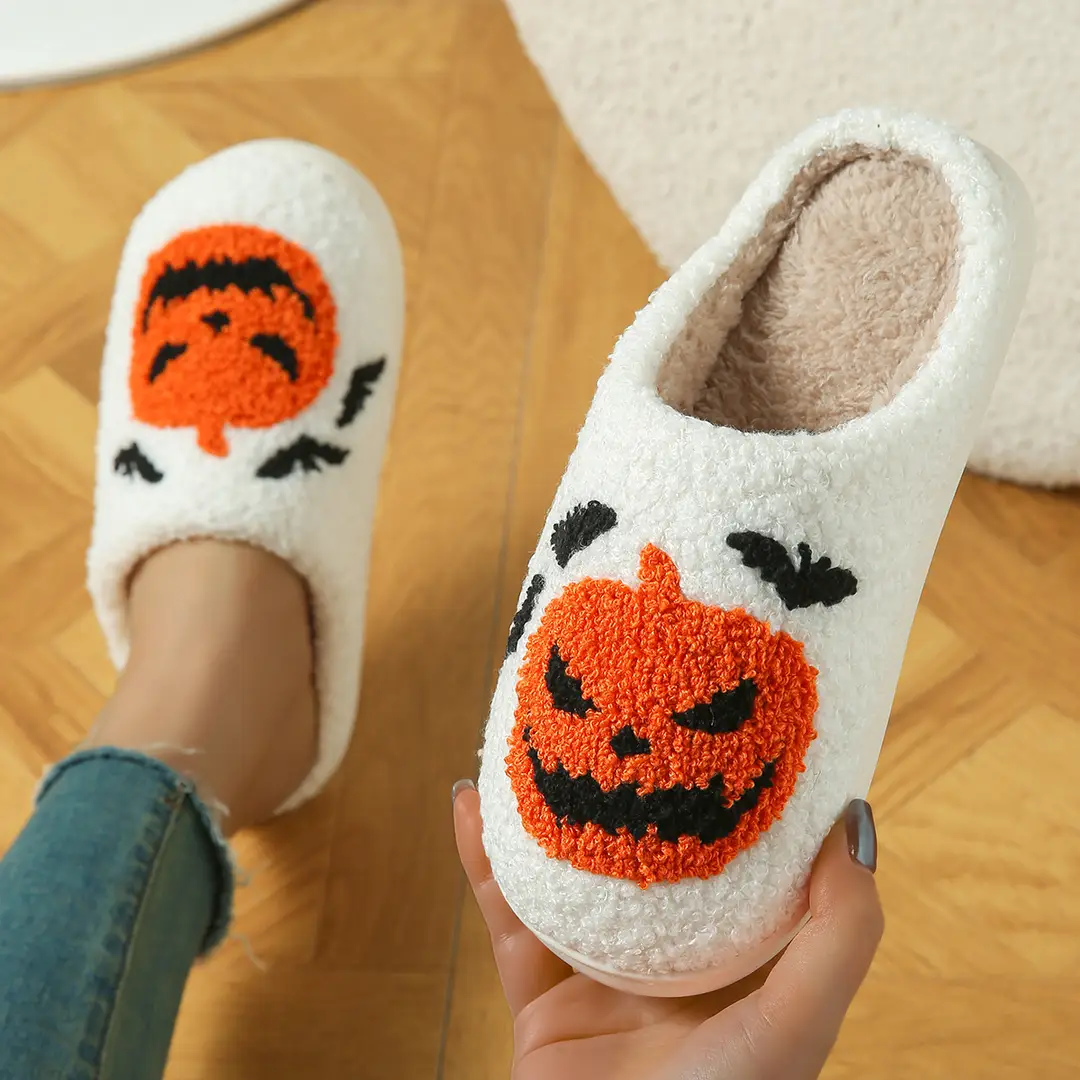 Directly from the Manufacturer, Cross-Border Halloween In-Stock Embroidered Home Slippers, Cotton Slippers, Furry Slippers, Small Batch Custom Clearance Sale - Image 7