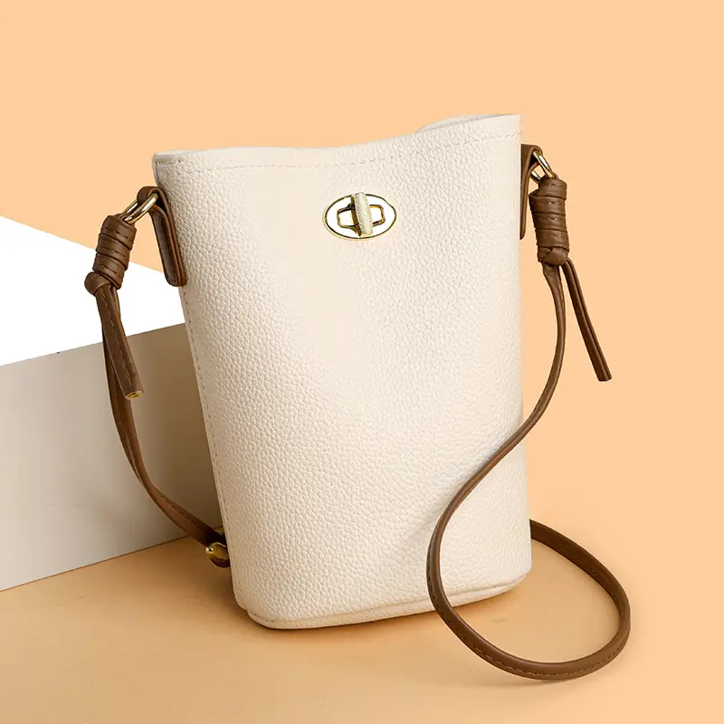 Women's 2-Piece Leather Underarm Bags Black White - Image 6