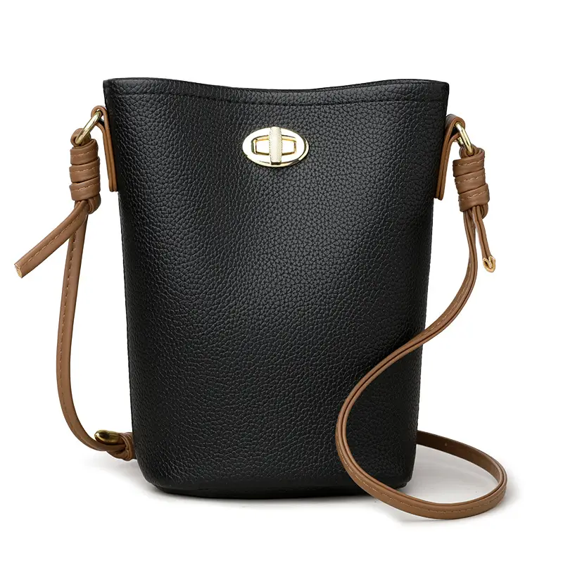 Women's 2-Piece Leather Underarm Bags Black White - Image 7
