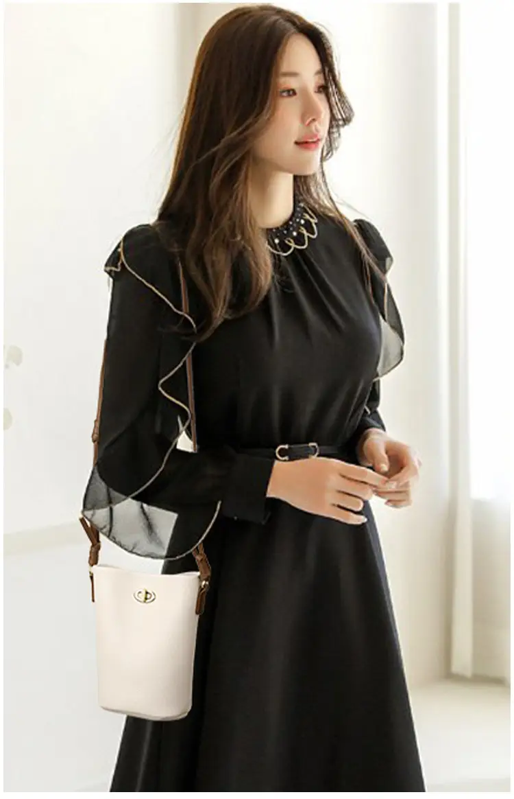 Women's 2-Piece Leather Underarm Bags Black White — feature 11