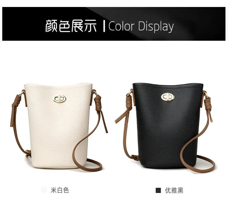 Women's 2-Piece Leather Underarm Bags Black White — feature 15