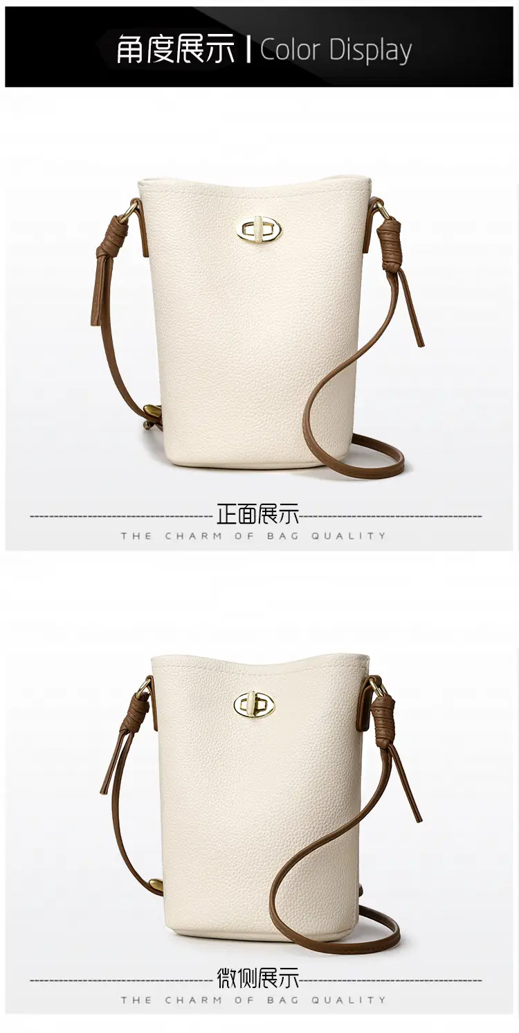 Women's 2-Piece Leather Underarm Bags Black White — feature 16