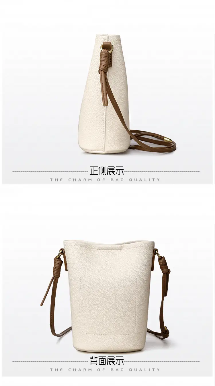 Women's 2-Piece Leather Underarm Bags Black White — feature 17