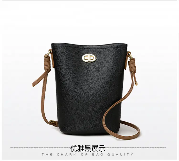 Women's 2-Piece Leather Underarm Bags Black White — feature 20