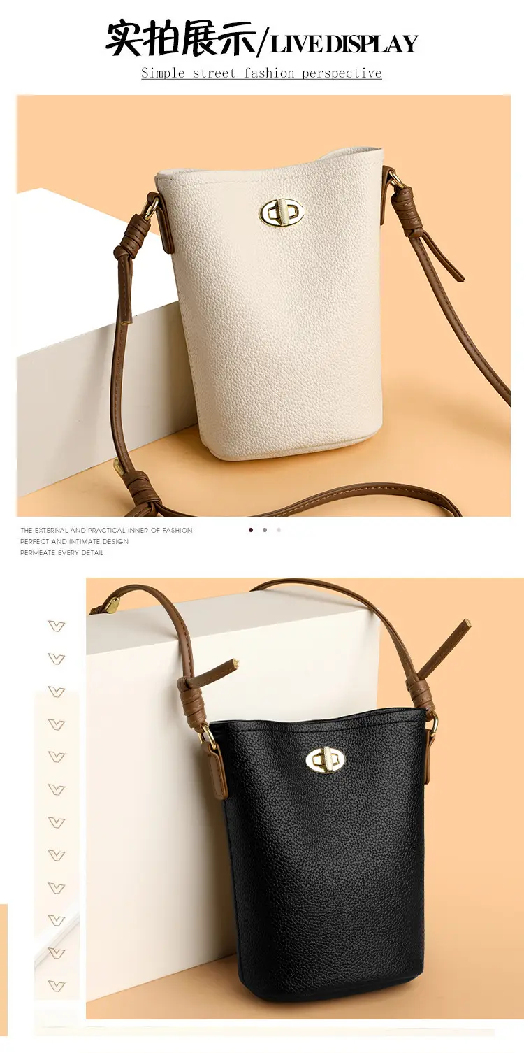 Women's 2-Piece Leather Underarm Bags Black White — feature 4