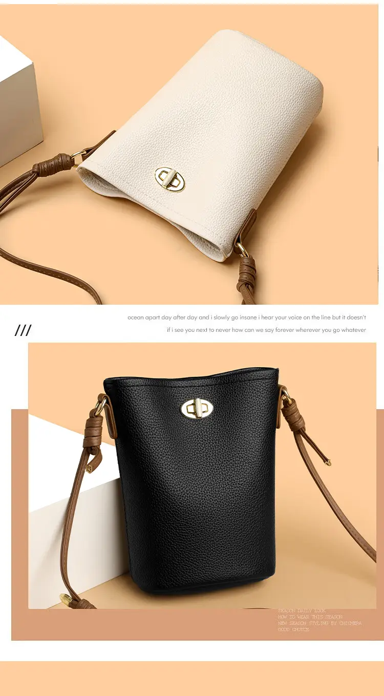 Women's 2-Piece Leather Underarm Bags Black White — feature 5