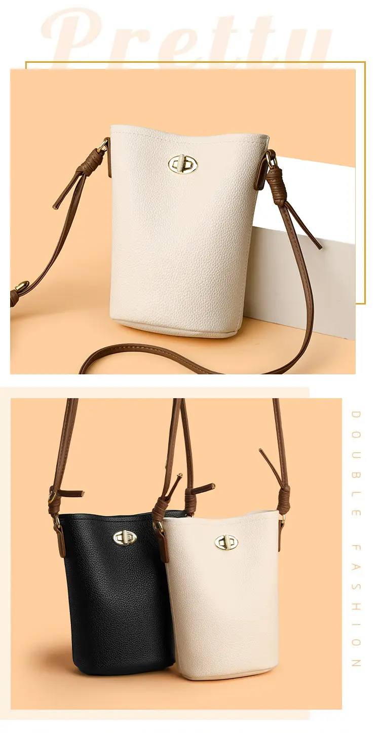 Women's 2-Piece Leather Underarm Bags Black White — feature 7