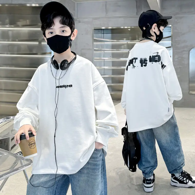 Boys Long Sleeve White T-Shirt Spring Autumn 2025 - Image 5