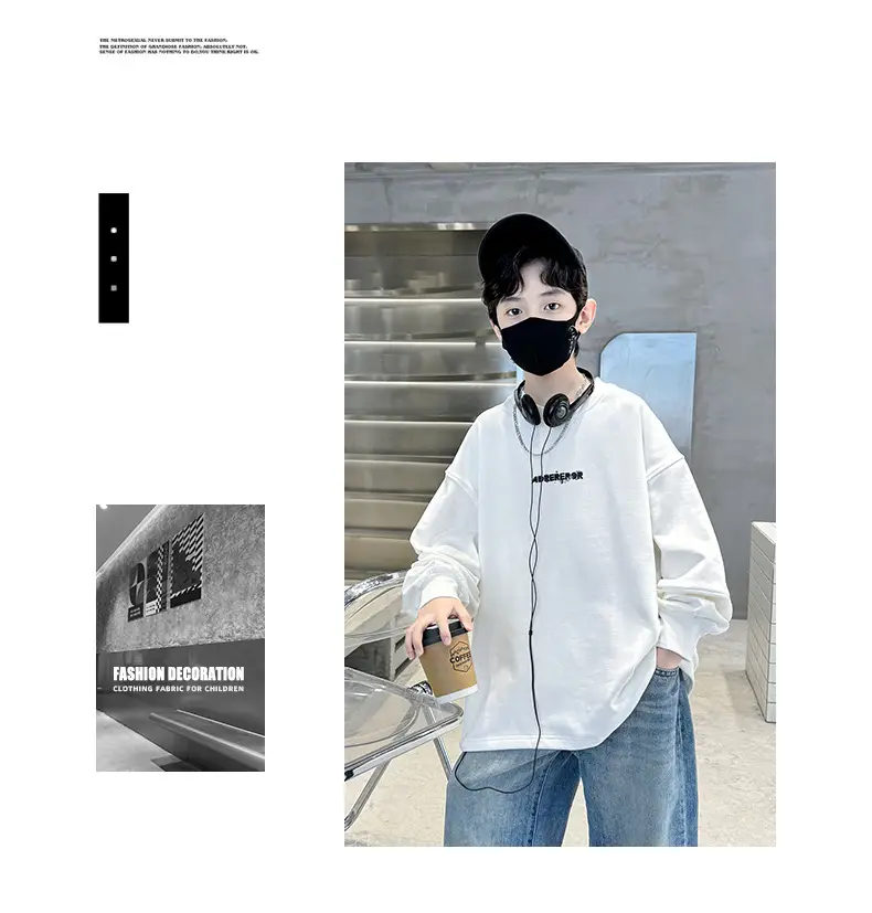Boys Long Sleeve White T-Shirt Spring Autumn 2025 — feature 10