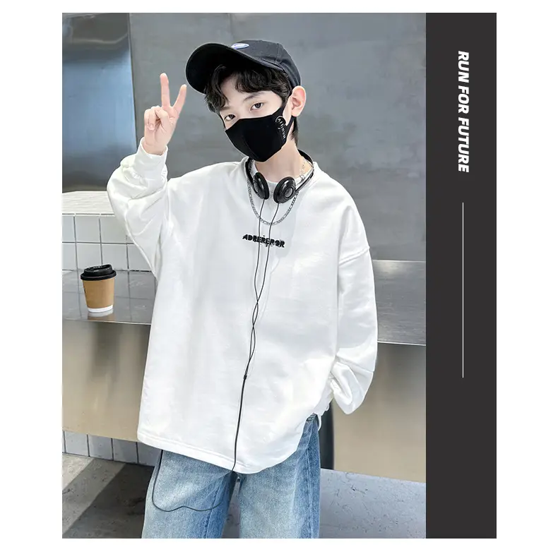 Boys Long Sleeve White T-Shirt Spring Autumn 2025 — feature 13