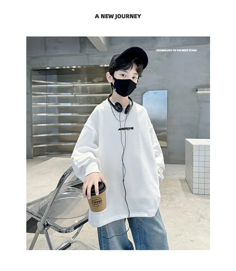 Boys Long Sleeve White T-Shirt Spring Autumn 2025 — feature 14