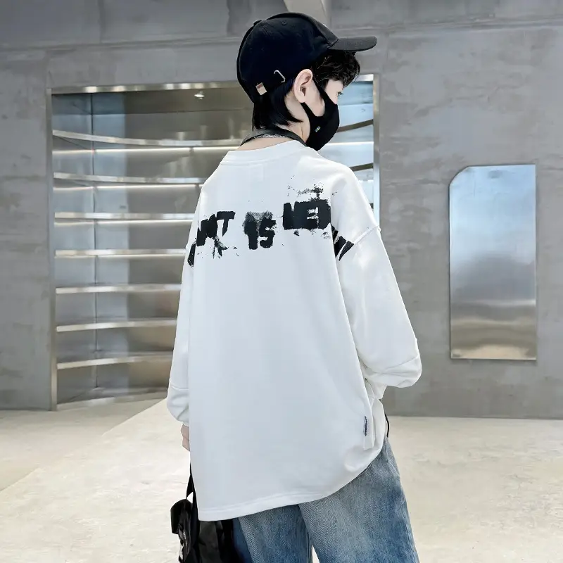 Boys Long Sleeve White T-Shirt Spring Autumn 2025 - Image 2