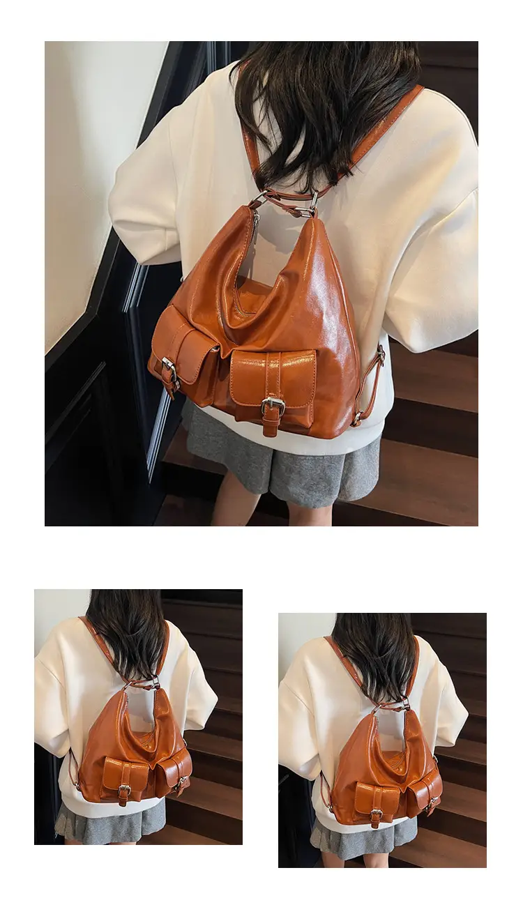 Women's Cream Leather Shoulder Tote Bag with Pearl Accents — feature 14