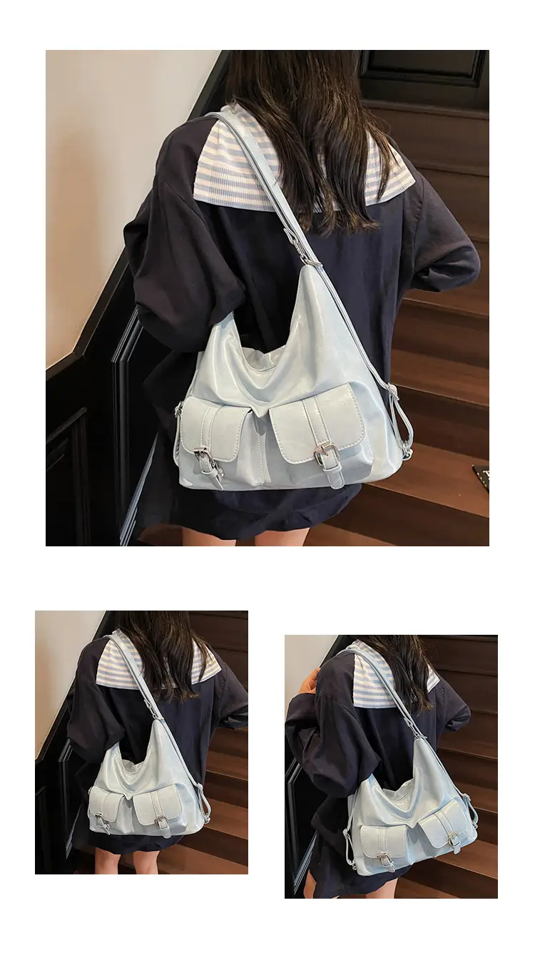 Women's Cream Leather Shoulder Tote Bag with Pearl Accents — feature 15