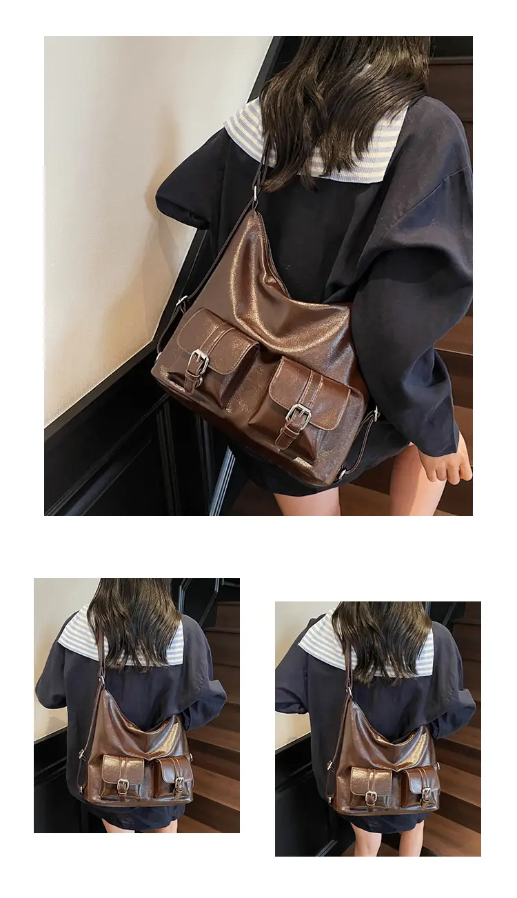 Women's Cream Leather Shoulder Tote Bag with Pearl Accents — feature 17
