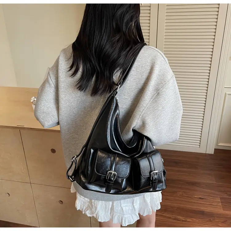 Women's Cream Leather Shoulder Tote Bag with Pearl Accents — feature 29