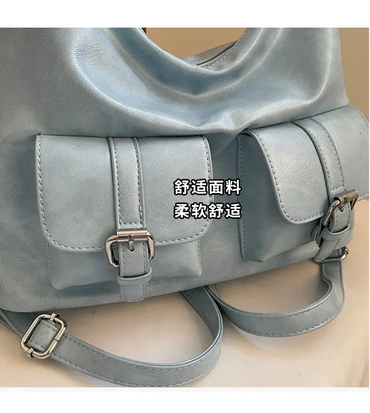 Women's Cream Leather Shoulder Tote Bag with Pearl Accents — feature 4