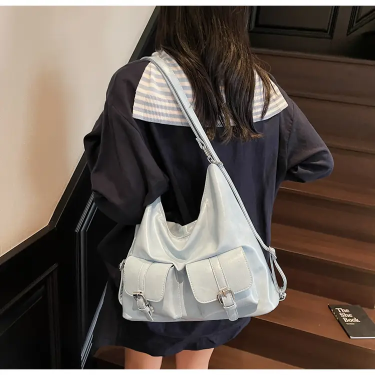 Women's Cream Leather Shoulder Tote Bag with Pearl Accents — feature 43
