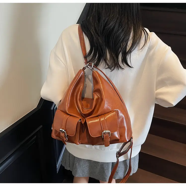 Women's Cream Leather Shoulder Tote Bag with Pearl Accents — feature 44