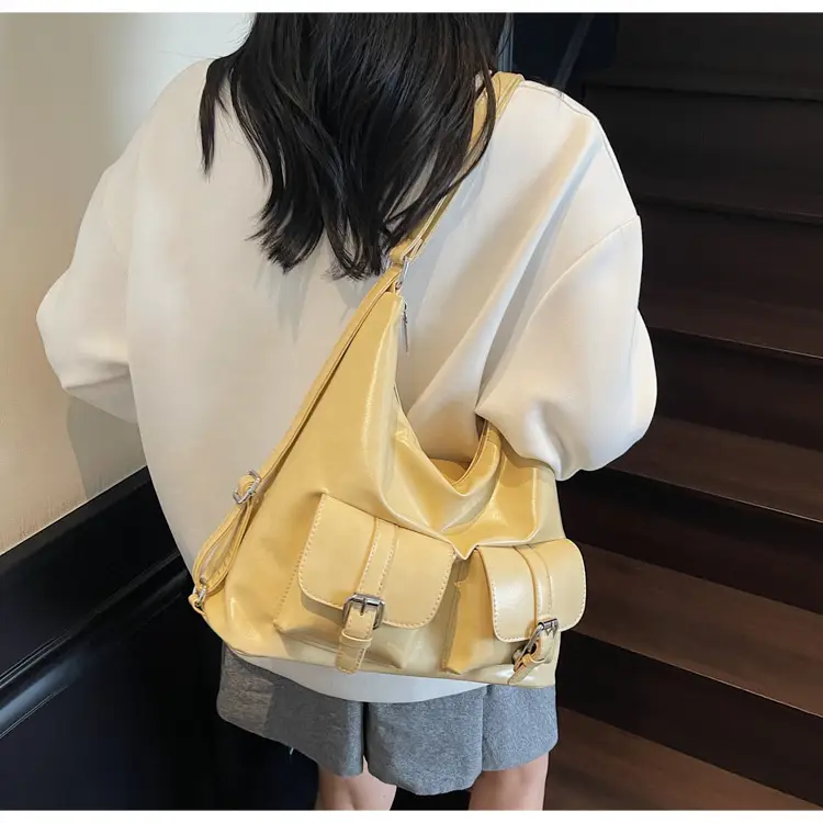 Women's Cream Leather Shoulder Tote Bag with Pearl Accents — feature 48