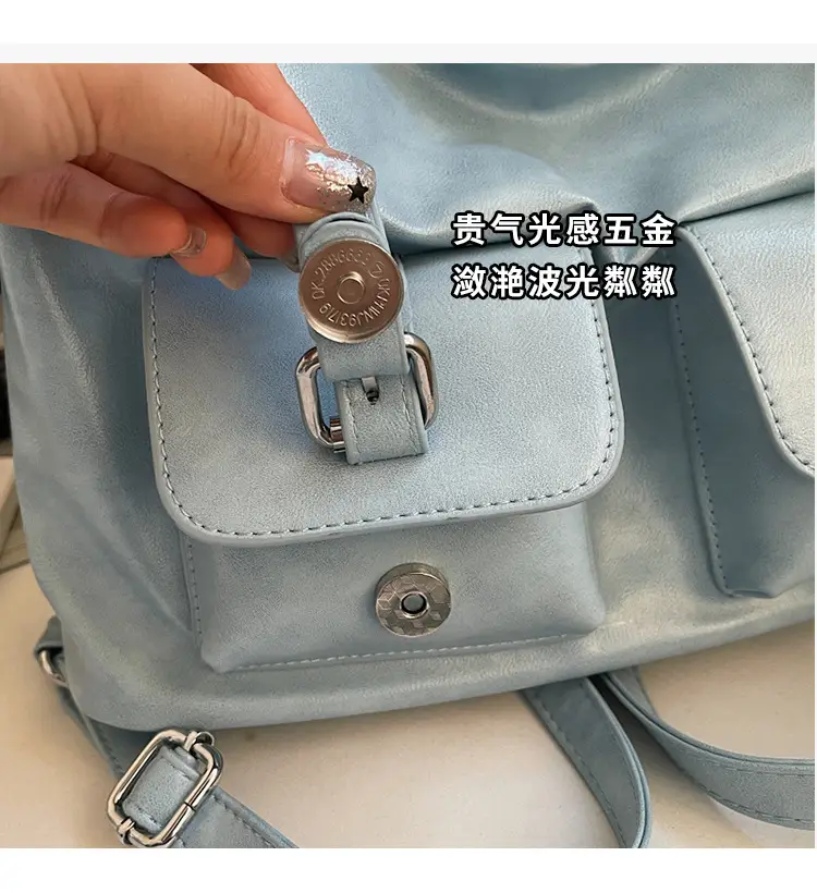 Women's Cream Leather Shoulder Tote Bag with Pearl Accents — feature 5