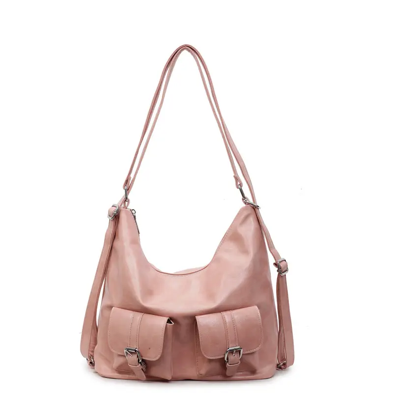 Women's Cream Leather Shoulder Tote Bag with Pearl Accents - Image 6