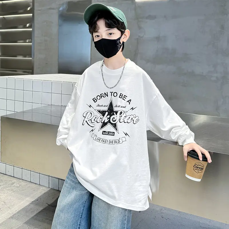 Kids White Rock Star T-Shirt Medium Large - Image 5