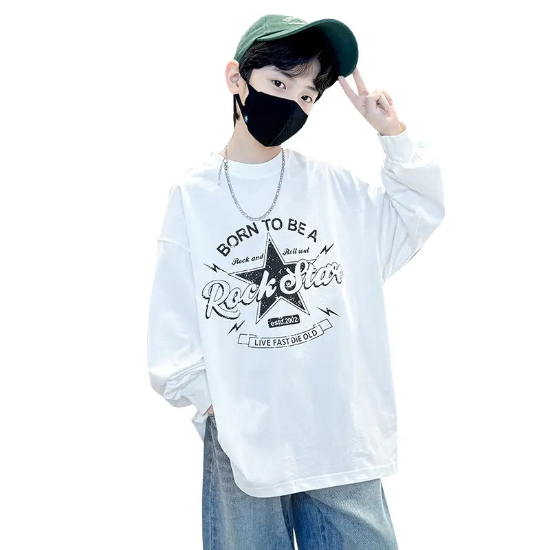 Kids White Rock Star T-Shirt Medium Large - Image 7
