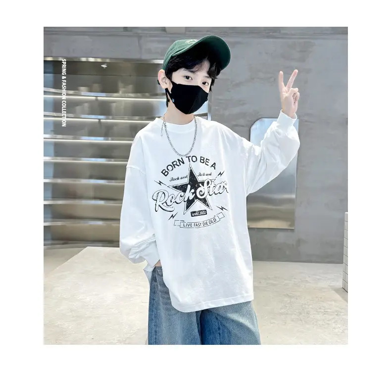 Kids White Rock Star T-Shirt Medium Large — feature 11