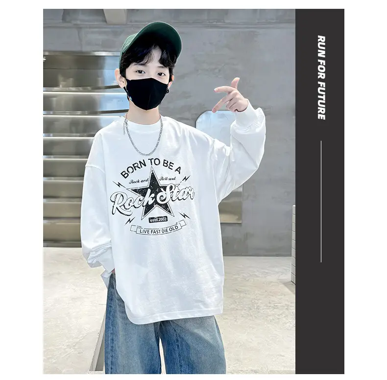 Kids White Rock Star T-Shirt Medium Large — feature 13