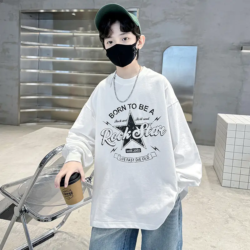 Kids White Rock Star T-Shirt Medium Large - Image 2