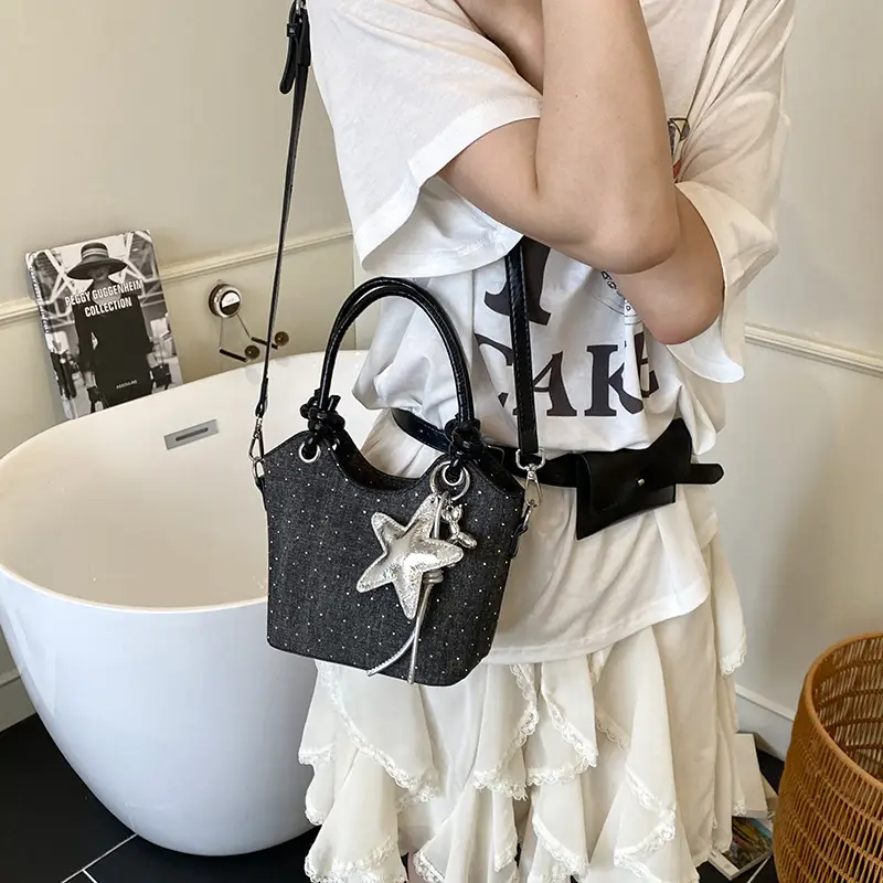 Blue Starry Handbag for Women with Adjustable Strap - Image 5