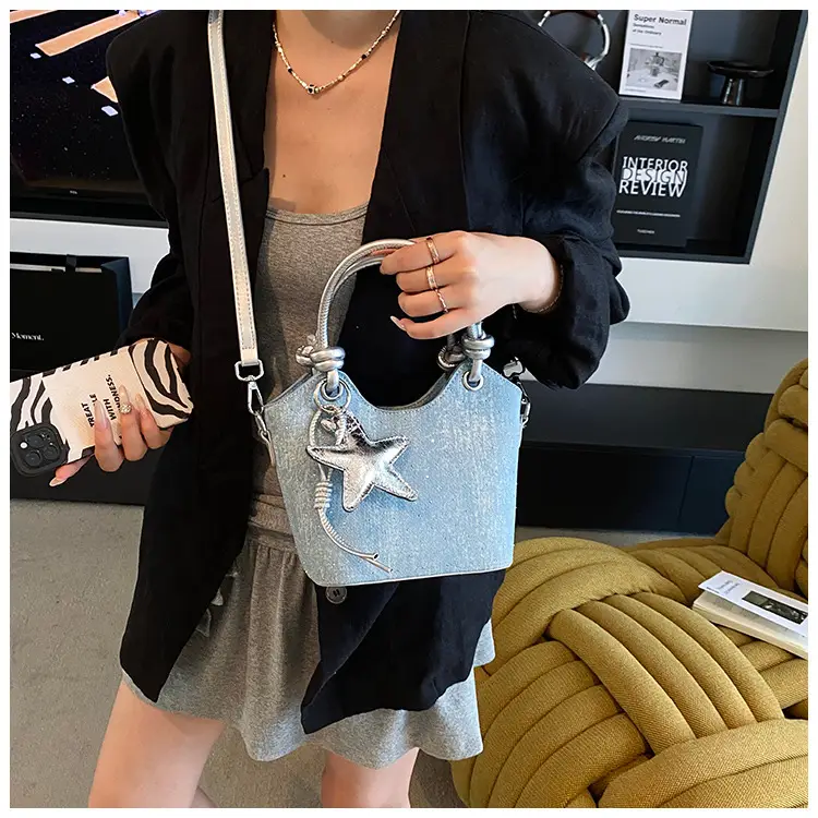Blue Starry Handbag for Women with Adjustable Strap — feature 21