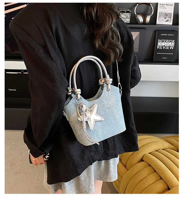 Blue Starry Handbag for Women with Adjustable Strap — feature 3
