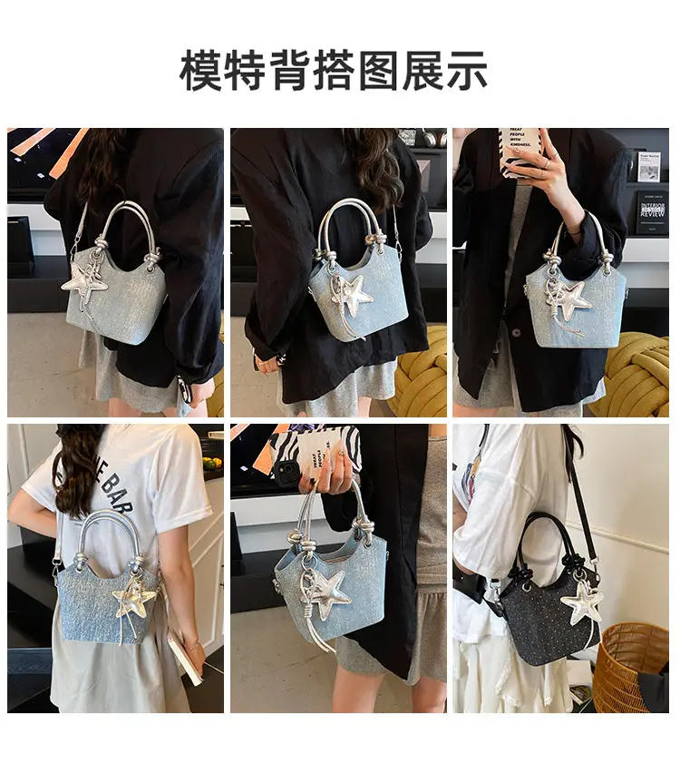 Blue Starry Handbag for Women with Adjustable Strap — feature 4