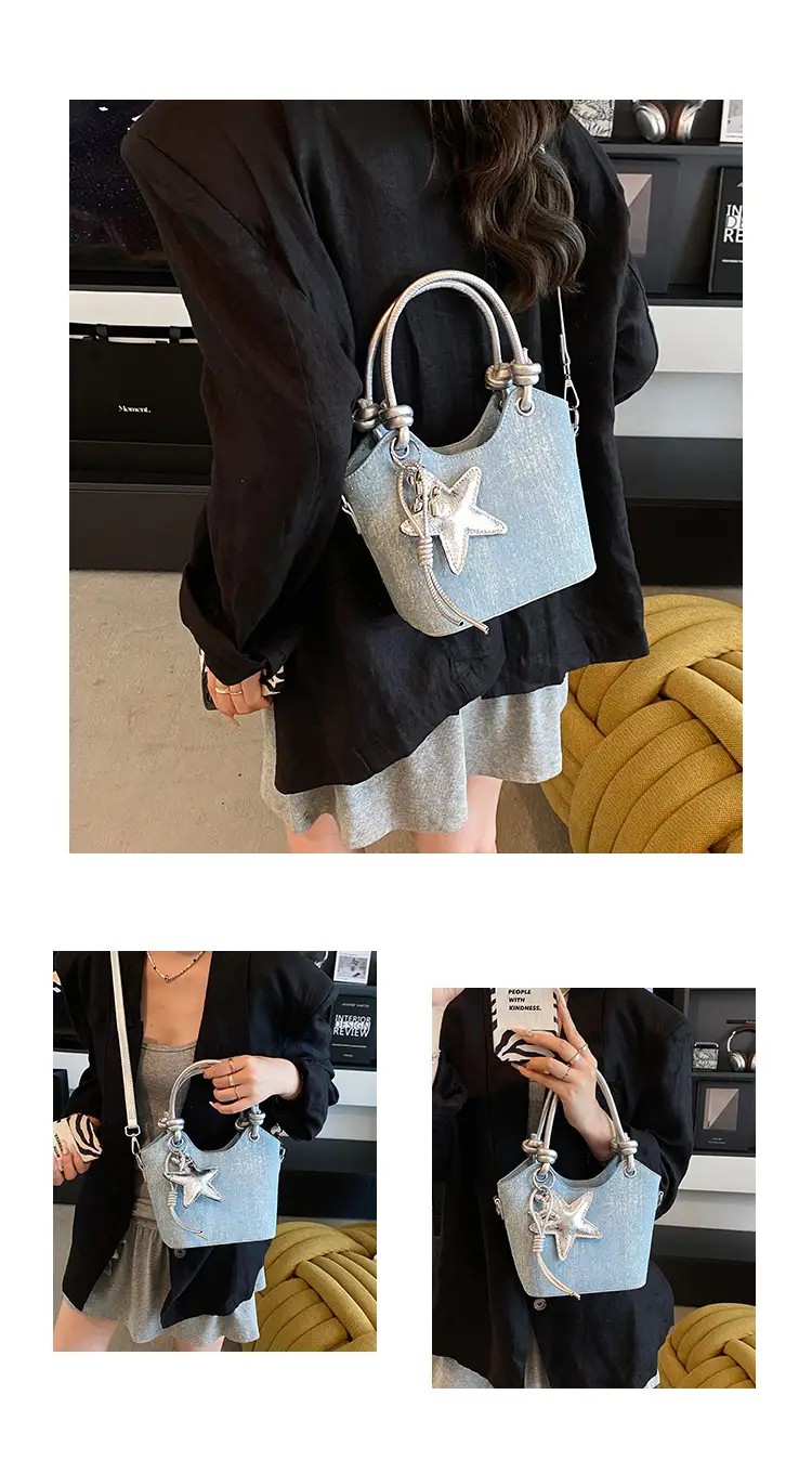 Blue Starry Handbag for Women with Adjustable Strap — feature 5