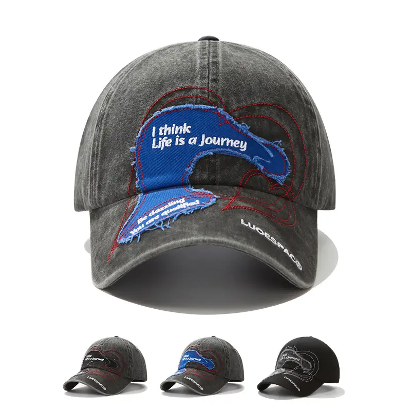 Women Retro Baseball Cap with Heart Embroidery Large Head - Image 5