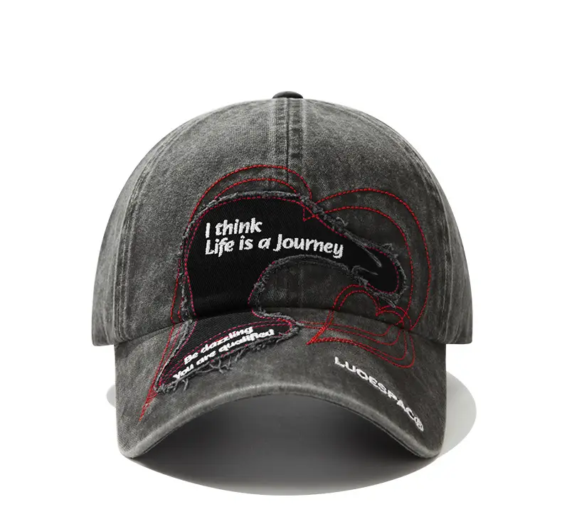 Women Retro Baseball Cap with Heart Embroidery Large Head — feature 12