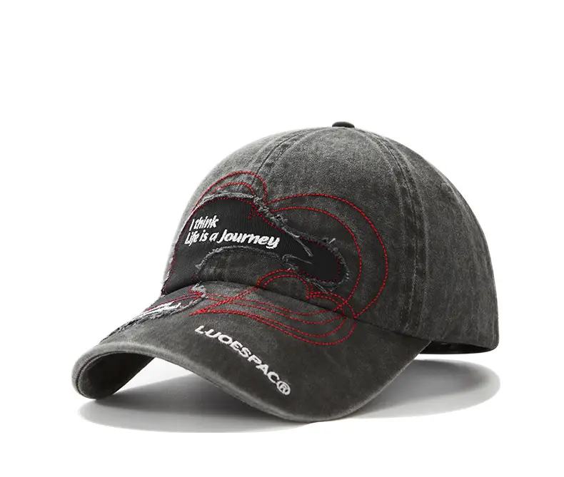 Women Retro Baseball Cap with Heart Embroidery Large Head — feature 13